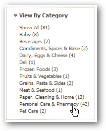 view grocery coupons by category